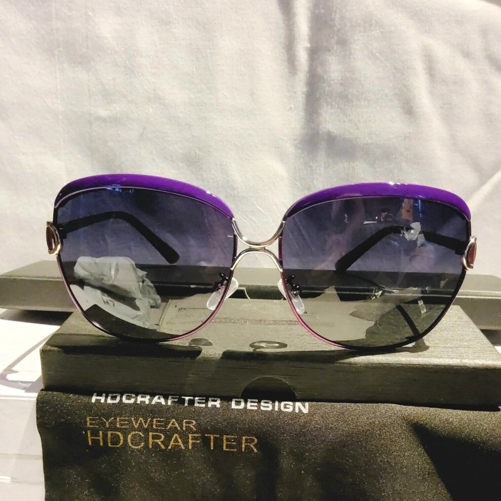 Women's Sunglasses Polarized 60mm Purple/Black Lens Frameless 100%UV Protection